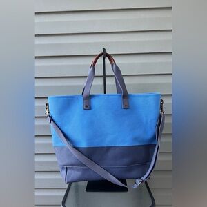 LL.Bean Canvas Large Tote Bags Wax Interior With Adjustable Strap Blue